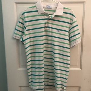 Southern Tide Skipjack polo green and white striped size Large